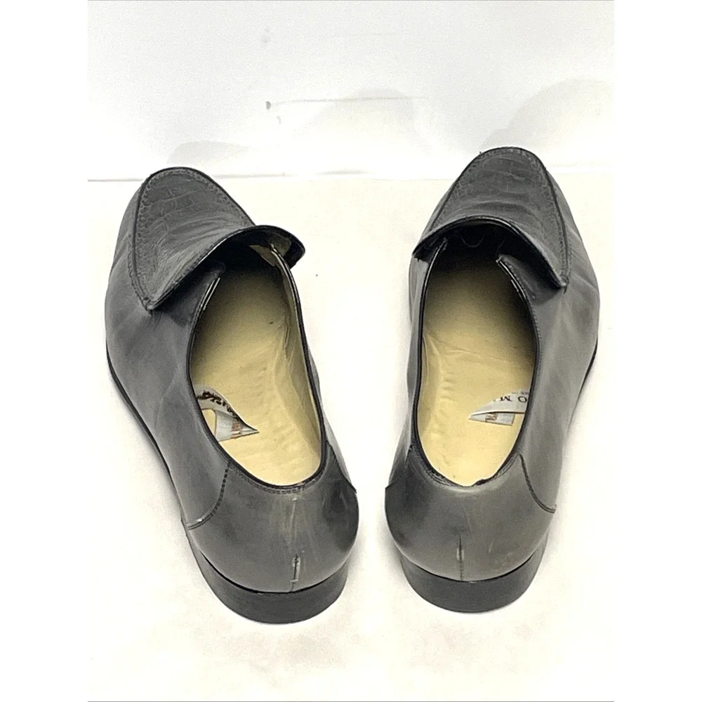 Bruno Magli Men’s Ostrich Leather Loafers 11.5 M Gray Italy Topy Shoes